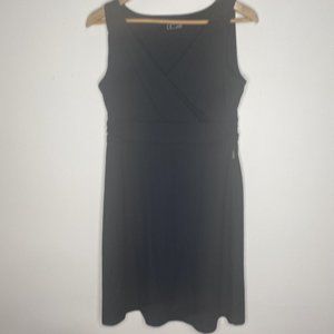 Eddie Bauer Womens Sleeveless Dress Sz M Black  V Neck  Midi Sundress